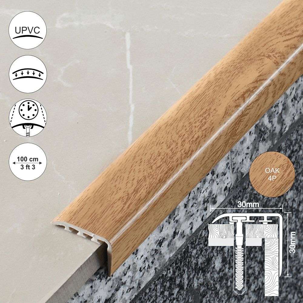 D-K0200 Pvc Wood Effect Stair Nosing Edge Trim ( 30 x 30mm )