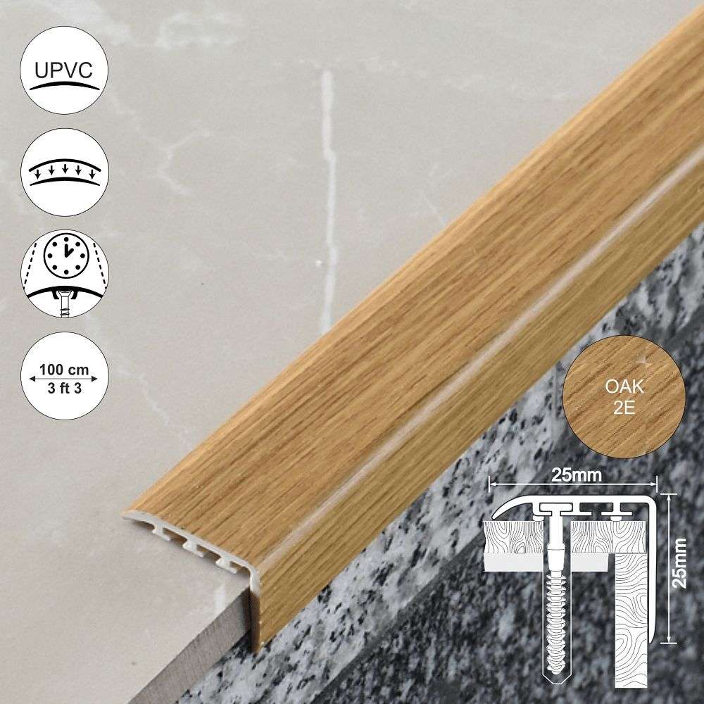 D-K0100 Pvc Wood Effect Stair Nosing Edge Trim ( 45 x 22mm )