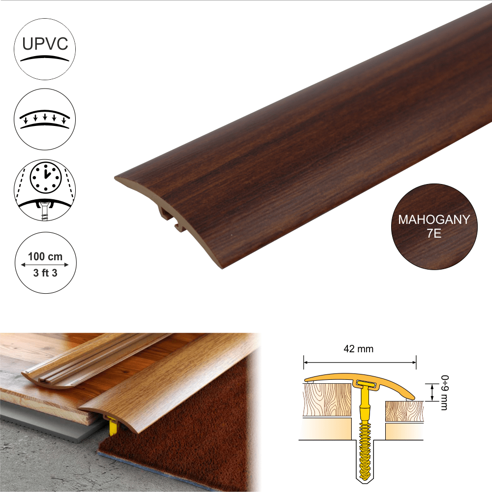 D-P0200 42mm Pvc Wood Effect Door Threshold Strip