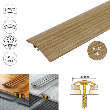 30mm Pvc Wood Effect Door Threshold Strip