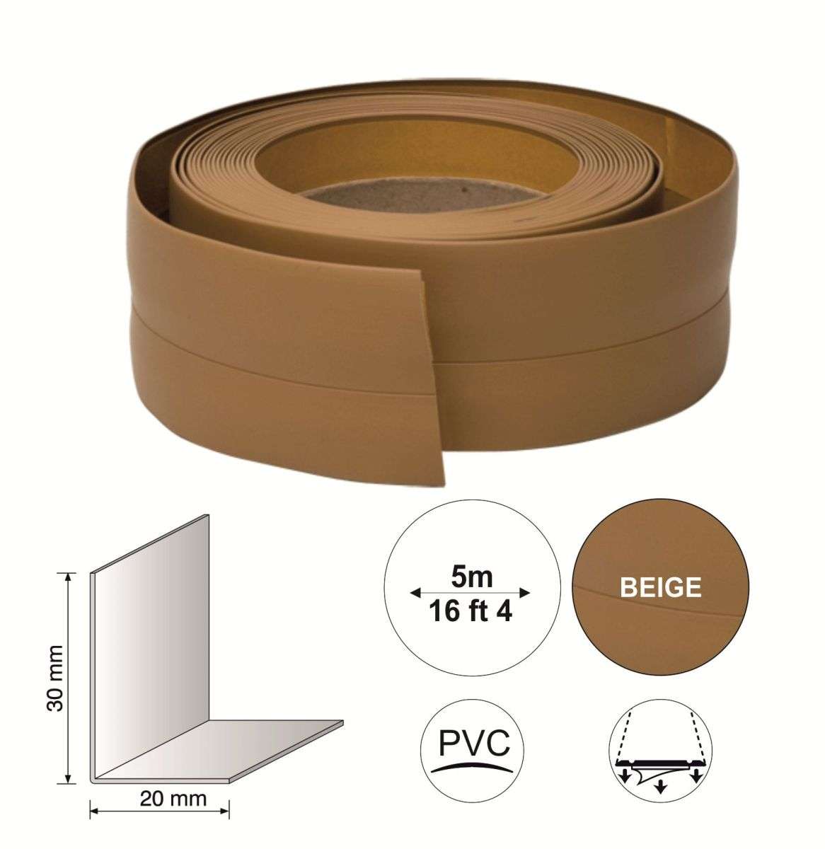 Beige Flexi Flexible PVC Skirting Board