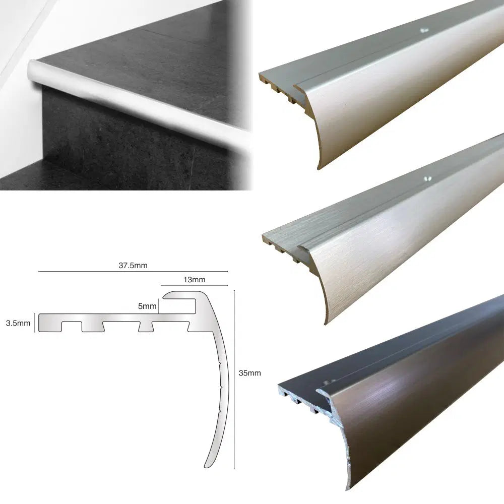 Anodised Aluminium Bull Nose LVT Edge Profile For 5mm Flooring