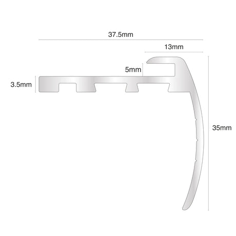 Anodised Aluminium Bull Nose LVT Edge Profile For 5mm Flooring Size