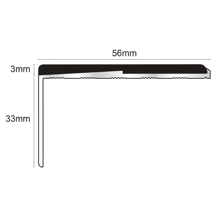 Frontier NXFS02 Safety Stair Nosing | 56 x 33mm Rakeback Aluminium Profile
