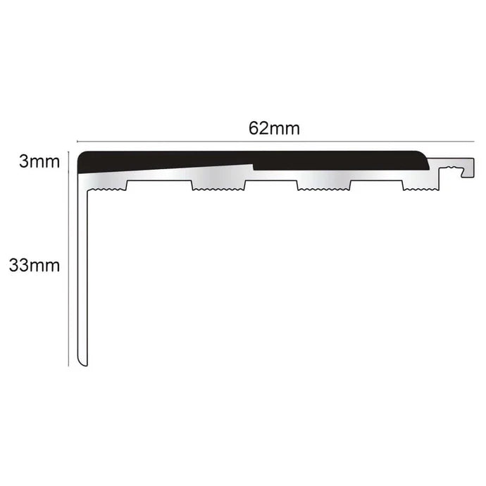 NXFS06 – 62 x 33mm Rakeback Aluminium Safety Stair Nosing