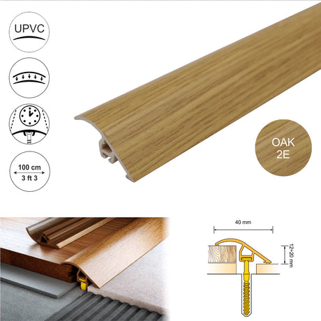  40mm Pvc Wood Effect Door Threshold Ramp Profile