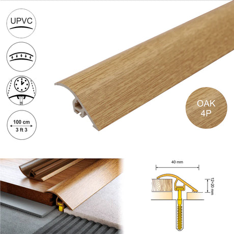  40mm Pvc Wood Effect Door Threshold Ramp Profile