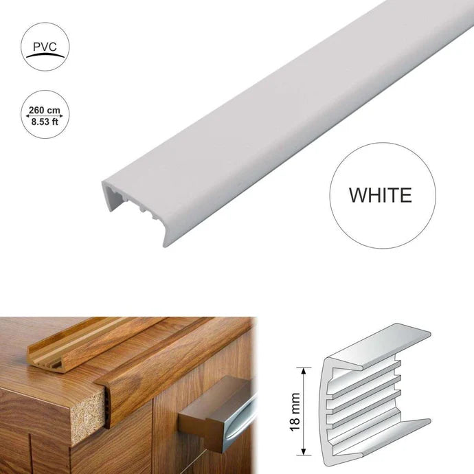 PVC U Section Melamine Furniture Plastic Edge Trim 18mm 2.6m long