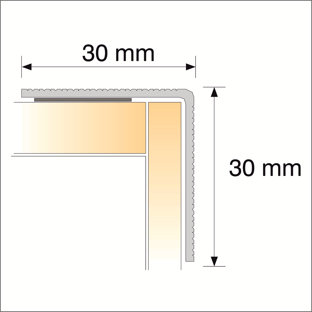 S04 30 x 30mm Aluminium Self Adhesive Non Slip Ribbed Treads