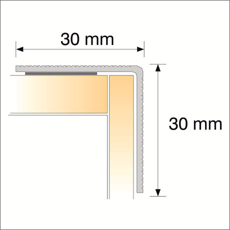 S04 30 x 30mm Aluminium Self Adhesive Non Slip Ribbed Treads